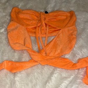 Terry Cloth Strapless Top